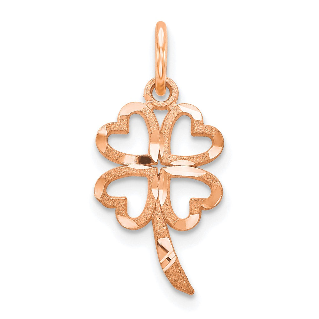 18Kt Rose Gold Plated With Cz Four Leaf Clover Pendant With Chain