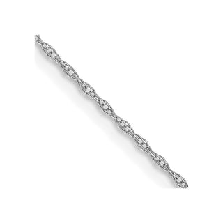 24" 10k White Gold .6 mm Carded Cable Rope Chain