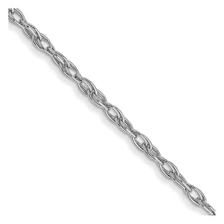 24" 14k White Gold 1.35mm Carded Cable Rope Chain Necklace