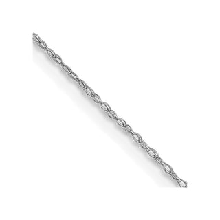 24" 14K White Gold 24 inch Carded .5mm Cable Rope with Spring Ring Clasp Chain