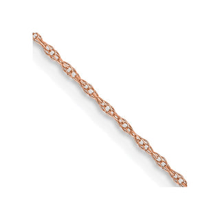 24" 14K Rose Gold 24 inch Carded .6mm Cable Rope with Spring Ring Clasp Chain