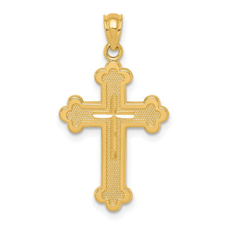 14k Yellow Gold Budded Cross Pendant C3615