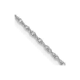 24" 14K White Gold 24 inch .8mm Light Baby Rope with Spring Ring Clasp Chain