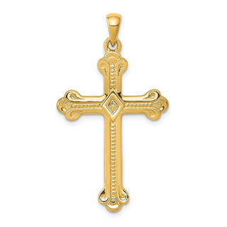14k Yellow Gold Budded Cross Pendant XR149