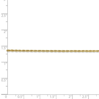 6" 14k Yellow Gold 1.50mm Diamond-cut Rope with Lobster Clasp Chain Bracelet