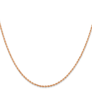 18" 14k Rose Gold 1.50mm Diamond-cut Rope with Lobster Clasp Chain Necklace
