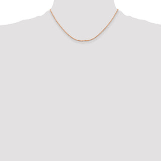 16" 14k Rose Gold 1.50mm Diamond-cut Rope with Lobster Clasp Chain Necklace