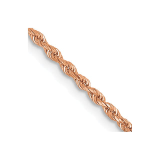 18" 14k Rose Gold 1.50mm Diamond-cut Rope with Lobster Clasp Chain Necklace