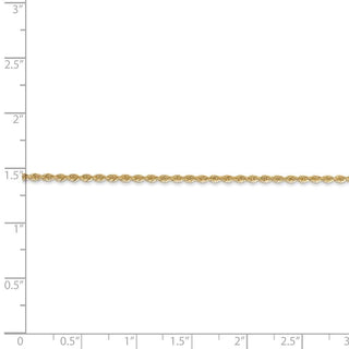 6" 14k Yellow Gold 1.50mm Regular Rope Chain Bracelet