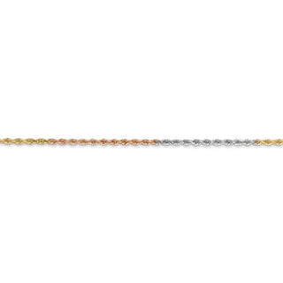 24" 14k Tri-color Gold 1.5mm Diamond-cut Rope Chain Necklace