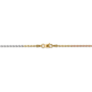 24" 14k Tri-color Gold 1.5mm Diamond-cut Rope Chain Necklace