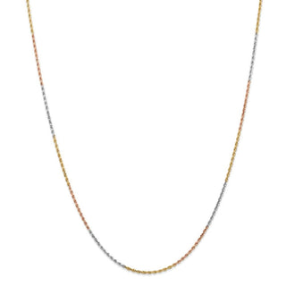 24" 14k Tri-color Gold 1.5mm Diamond-cut Rope Chain Necklace