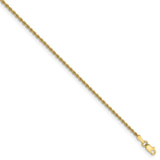 9" 14k Yellow Gold 2mm Regular Rope Chain Anklet