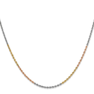 16" 14k Tri-color Gold 1.75mm Diamond-cut Rope Chain Necklace