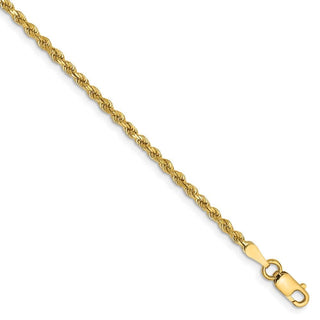 9" 14k Yellow Gold 2mm Diamond-cut Rope Chain Anklet