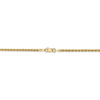 8" 14k Yellow Gold 2.25mm Regular Rope Chain Bracelet