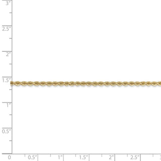 8" 14k Yellow Gold 2.25mm Regular Rope Chain Bracelet