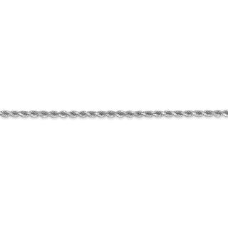 6" 14k White Gold 2mm Diamond-cut Rope with Lobster Clasp Chain Bracelet