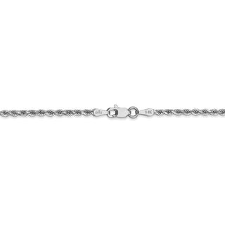14" 14k White Gold 2mm Diamond-cut Rope Chain Necklace