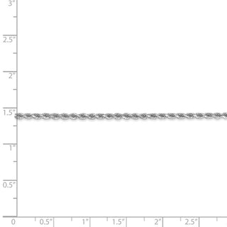6" 14k White Gold 2mm Diamond-cut Rope with Lobster Clasp Chain Bracelet