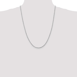24" 14k White Gold 2mm Diamond-cut Rope with Lobster Clasp Chain Necklace