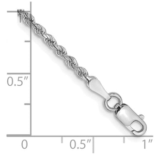 7" 10k White Gold 2mm Diamond-cut Rope Chain