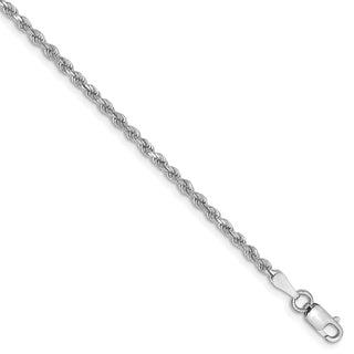 8" 14k White Gold 2mm Diamond-cut Rope with Lobster Clasp Chain Bracelet