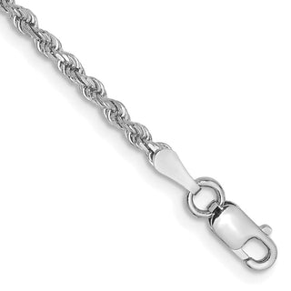7" 10k White Gold 2mm Diamond-cut Rope Chain