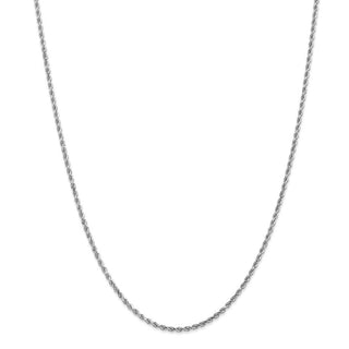 24" 14k White Gold 2mm Diamond-cut Rope with Lobster Clasp Chain Necklace