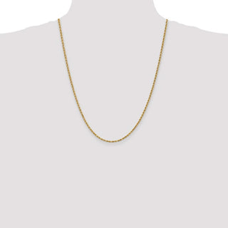 24" 14k Yellow Gold 2.25mm Diamond-cut Rope with Lobster Clasp Chain Necklace