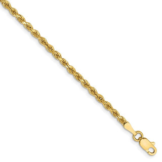 9" 14k Yellow Gold 2.25mm Diamond-cut Rope Chain Anklet