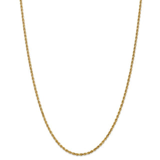 24" 14k Yellow Gold 2.25mm Diamond-cut Rope with Lobster Clasp Chain Necklace