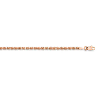 24" 14k Rose Gold 2.25mm Diamond-cut Rope with Lobster Clasp Chain Necklace