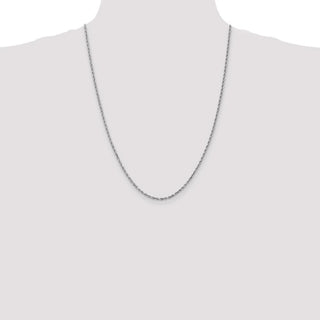 24" 14k White Gold 2.25mm Diamond-cut Rope with Lobster Clasp Chain Necklace