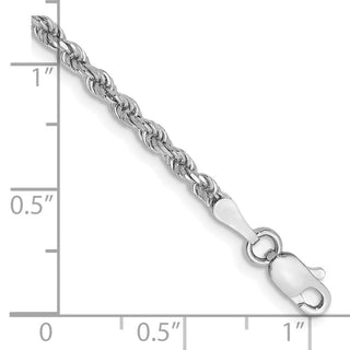 8" 10k White Gold 2.25mm Diamond-cut Rope Chain