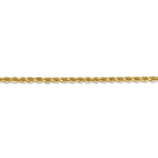 7" 14k Yellow Gold 2.75mm Diamond-cut Rope with Lobster Clasp Chain Bracelet
