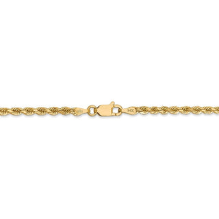 7" 14k Yellow Gold 2.75mm Diamond-cut Rope with Lobster Clasp Chain Bracelet