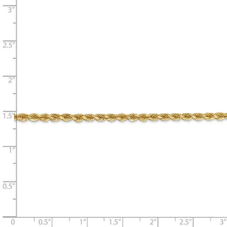 7" 14k Yellow Gold 2.75mm Diamond-cut Rope with Lobster Clasp Chain Bracelet