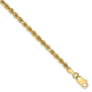 9" 14k Yellow Gold 2.75mm Diamond-cut Rope with Lobster Clasp Chain Anklet