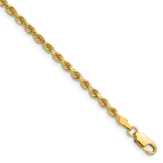 22" 14k Yellow Gold 2.75mm Diamond-cut Rope with Lobster Clasp Chain Necklace