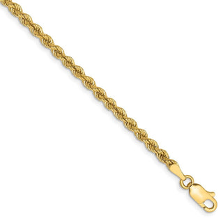 8" 14k Yellow Gold 2.75mm Regular Rope Chain Bracelet
