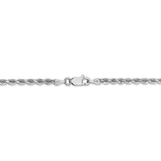 24" 14k White Gold 2.75mm Diamond-cut Rope with Lobster Clasp Chain Necklace