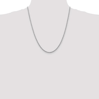 24" 14k White Gold 2.75mm Diamond-cut Rope with Lobster Clasp Chain Necklace