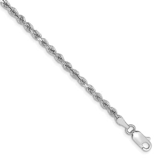 8" 14k White Gold 2.75mm Diamond-cut Rope with Lobster Clasp Chain Bracelet