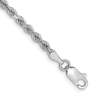 8" 10k White Gold 2.75mm Diamond-cut Rope Chain