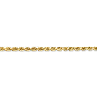 7" 14k Yellow Gold 3mm Diamond-cut Rope with Lobster Clasp Chain Bracelet