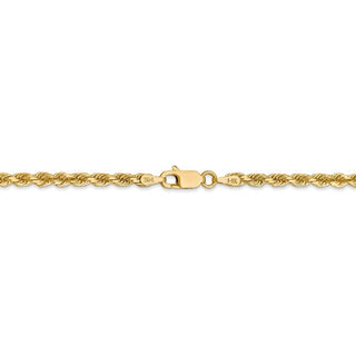 7" 14k Yellow Gold 3mm Diamond-cut Rope with Lobster Clasp Chain Bracelet
