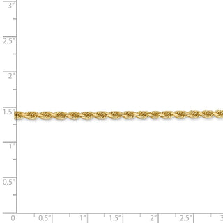 7" 14k Yellow Gold 3mm Diamond-cut Rope with Lobster Clasp Chain Bracelet