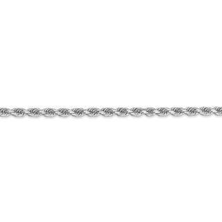 24" 14k White Gold 3mm Diamond-cut Rope with Lobster Clasp Chain Necklace