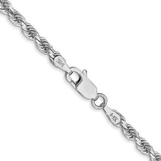 24" 10k White Gold 3mm Diamond-cut Rope Chain